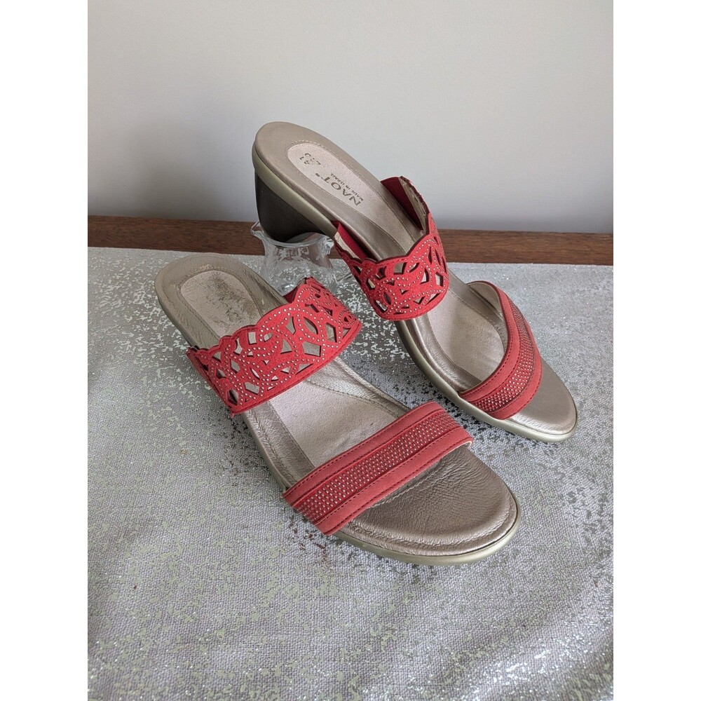 Naot Contempo Slide Sandals Women's 10 EU 41 Red Brick Quartz Silver Rivets Shoe